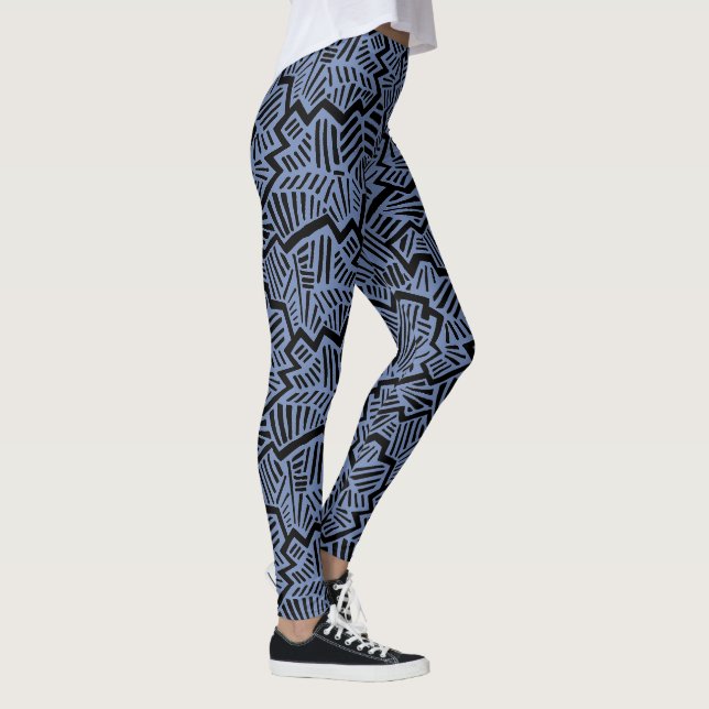 Blue and Black Pattern Leggings (Right)