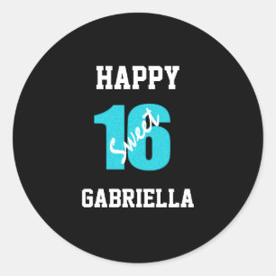 Blue And Black Personalised Sweet 16 Stickers