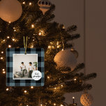 Blue And Black Plaid Best Grandpa Gift With Photo Ceramic Ornament<br><div class="desc">This Blue and Black Plaid Best Grandpa Gift is a thoughtful and unique way to show your appreciation and love for your grandpa.The frame is made of a high-quality, blue and black plaid fabric that gives it a rustic and charming feel. The words "Best Grandpa" are embroidered onto the fabric...</div>
