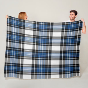 Blue And Black Plaid Fleece Blanket