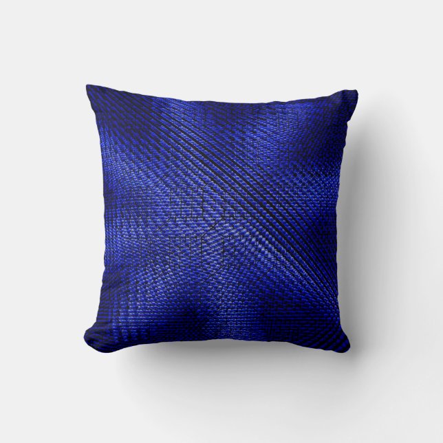 Blue and black plaid textile cushion (Front)