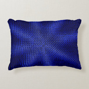 Blue and black plaid textile decorative cushion