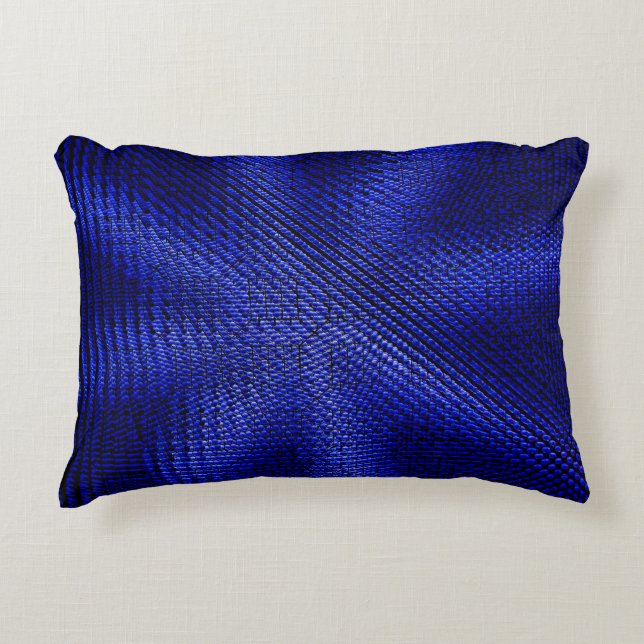 Blue and black plaid textile decorative cushion (Front)