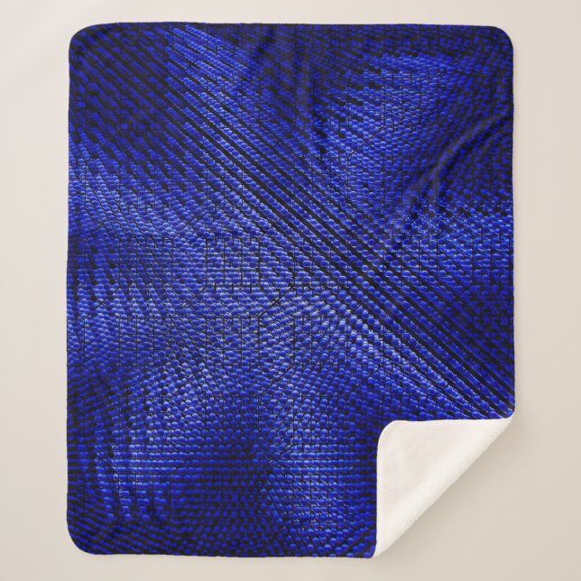 Blue and black plaid textile sherpa blanket (Front)