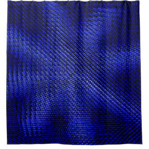 Blue and black plaid textile shower curtain