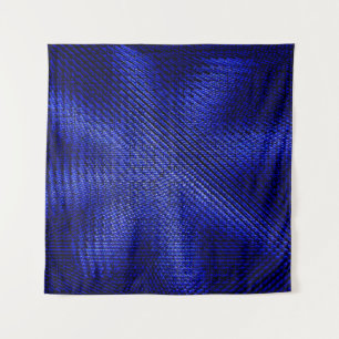 Blue and black plaid textile tapestry