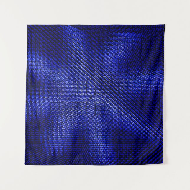 Blue and black plaid textile tapestry (Front)