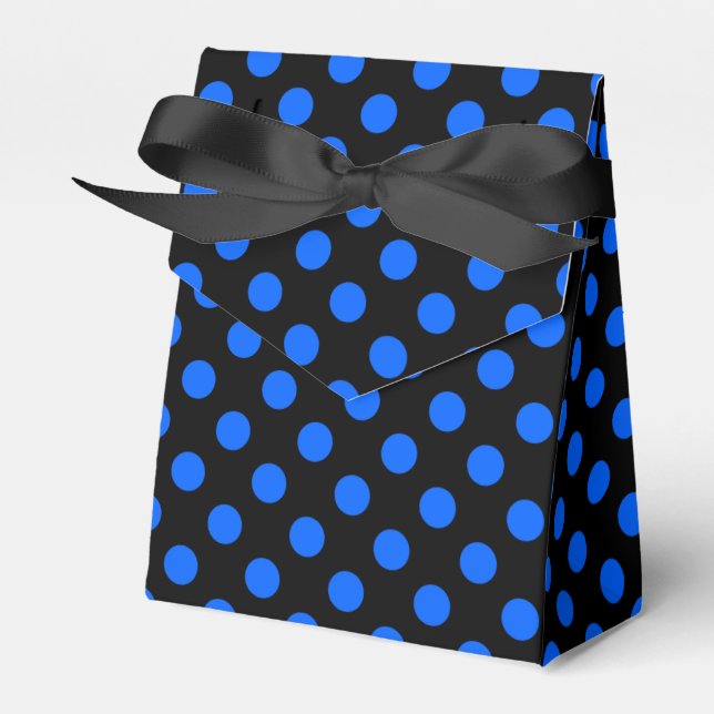 Blue and black polka dots favour box (Front Side)