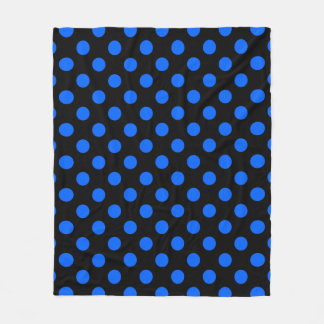 Blue and black polka dots fleece blanket