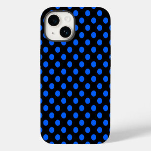Blue and black polka dots iPhone 14 case