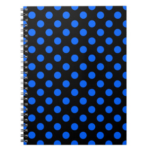 Blue and black polka dots notebook