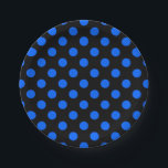 Blue and black polka dots paper plate<br><div class="desc">Blue and black polka dots</div>