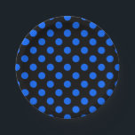 Blue and black polka dots paper plate<br><div class="desc">Blue and black polka dots</div>