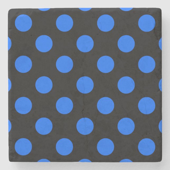 Blue and black polka dots stone coaster (Front)