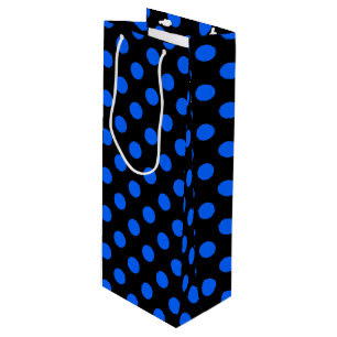 Blue and black polka dots wine gift bag
