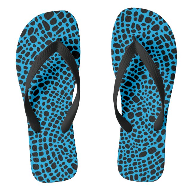 Blue And Black Psychedelic Oragnic Skin Pattern Jandals (Footbed)