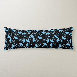 Blue and Black Repeating Motif Skull Pattern Body Cushion