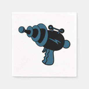 Blue and Black Retro Laser Gun Napkin