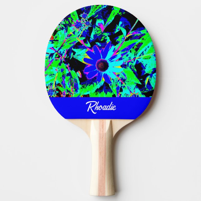 Blue and Black Retro Ping Pong Paddle (Front)