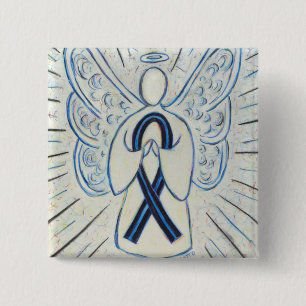 Blue and Black Ribbon Awareness Angel Pin