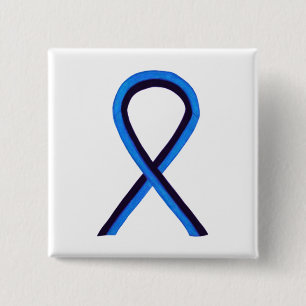 Blue and Black Ribbon Awareness Custom Pin