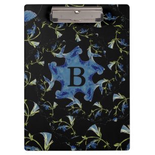 Blue and black Sage fractal art Clipboard