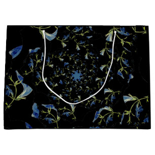 Blue and black Sage fractal art Large Gift Bag