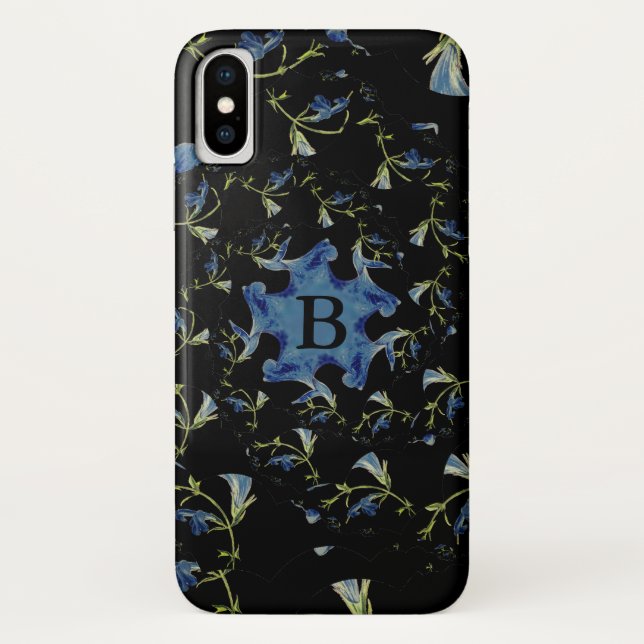 Blue and black Sage fractal art Monogram Case-Mate iPhone Case (Back)
