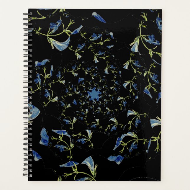 Blue and black Sage fractal art Planner (Front)