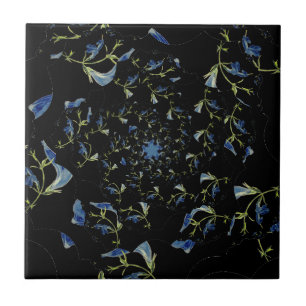 Blue and black Sage fractal art Tile
