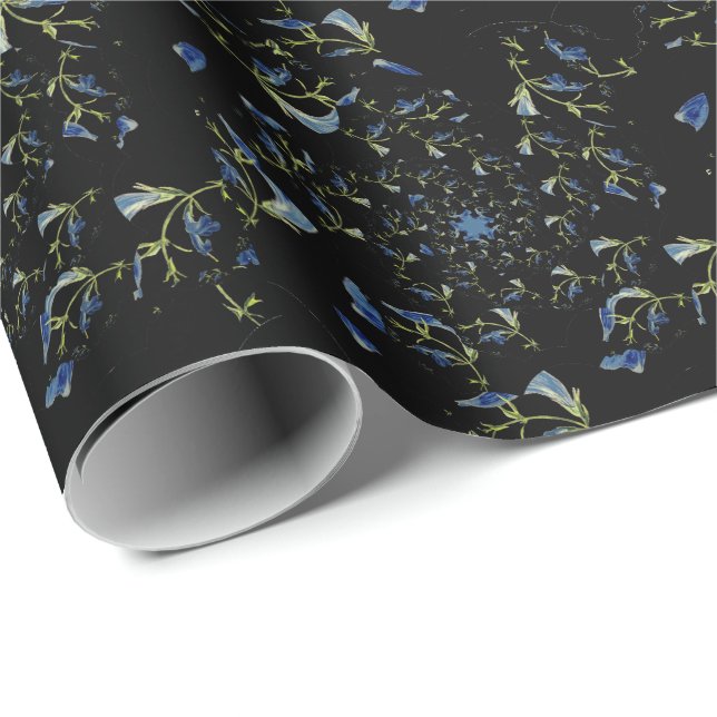Blue and black Sage fractal art Wrapping Paper (Roll Corner)