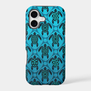 Blue and Black Sea Turtle Pattern