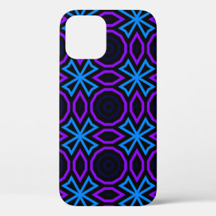 Blue and black seamless pattern with simple geomet iPhone 12 case
