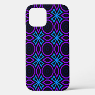 Blue and black seamless pattern with simple geomet iPhone 12 case