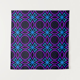 Blue and black seamless pattern with simple geomet tapestry
