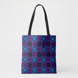 Blue and black seamless pattern with simple geomet tote bag