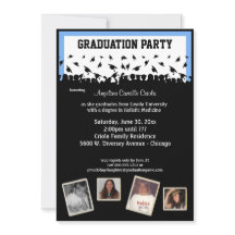 Blue And Black Silhouette Graduation Party