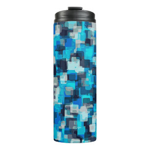 blue and black square pattern abstract backgrounda thermal tumbler