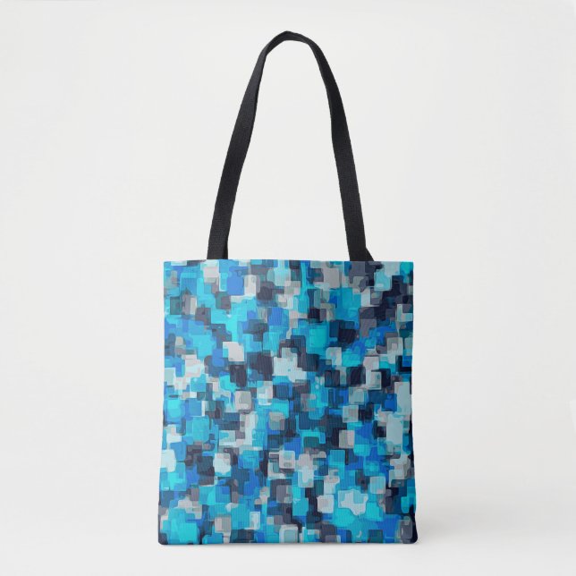 blue and black square pattern abstract backgrounda tote bag (Front)