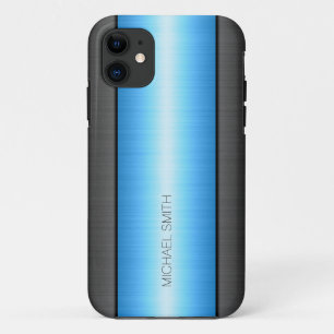 Blue and Black Stainless Steel Metal iPhone 11 Case