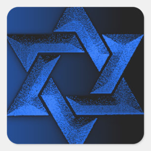 Blue and Black Star of David Square Sticker