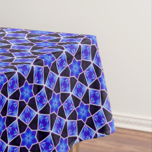 Blue and Black Star Tile Tablecloth