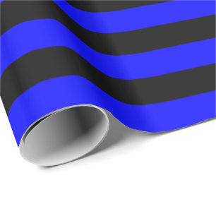 Blue and Black Stripe Wrapping Paper