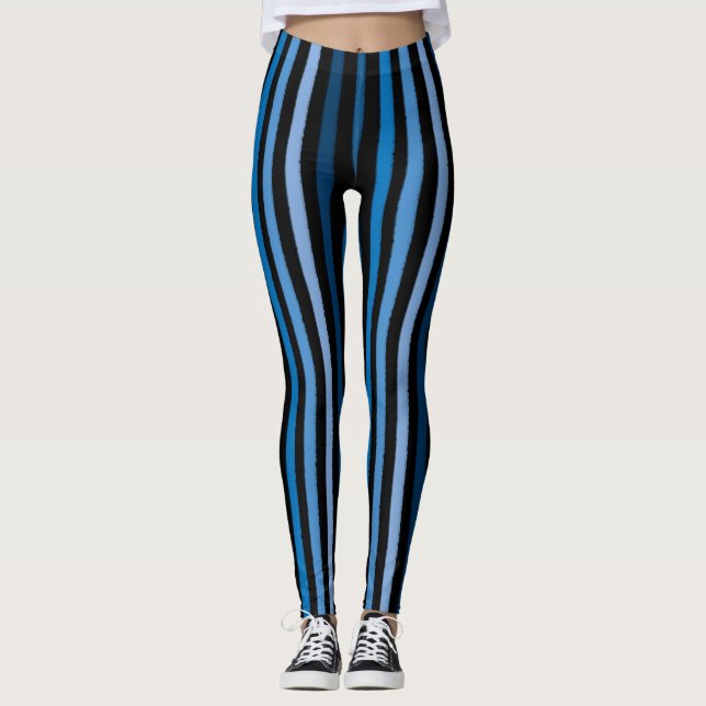 Blue and Black Striped Leggings (Front)