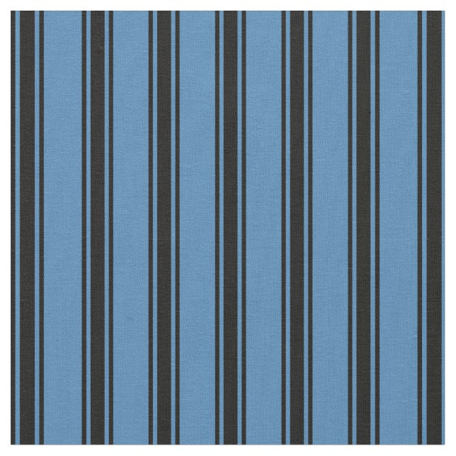 Blue and Black Striped/Lined Pattern Fabric (Close Up)