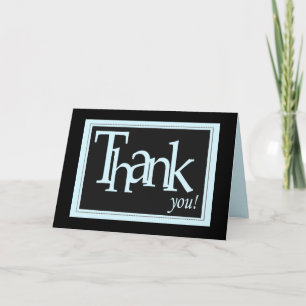 Blue and Black Thank You Card
