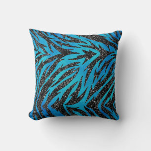 Blue and Black Tiger Striped Cushion