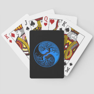 Blue and Black Tree of Life Yin Yang Playing Cards