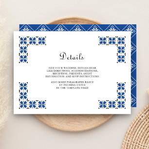 Blue and Black Ukrainian Embroidery Wedding Detail Enclosure Card