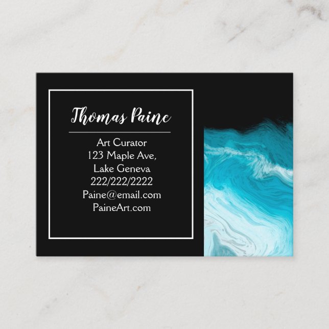 Blue and Black Wave Business Card (Front)